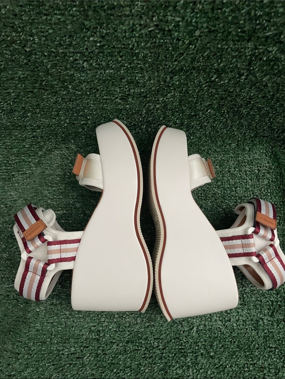 SEE BY CHLOE White Yumi Ribbon Straps Chunky Platform Wedge Sandals EU 38 US 8 - Picture 5 of 13